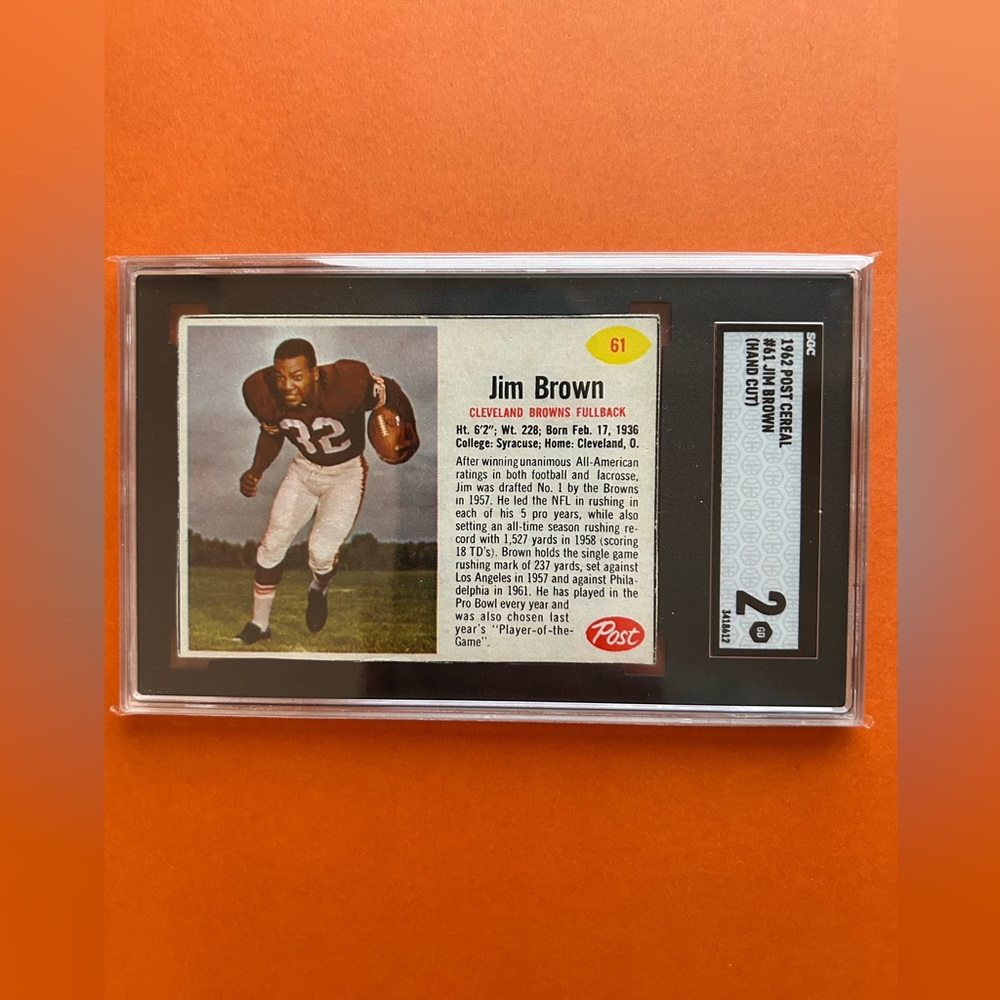Rare 1962 Post Cereal Jim Brown #61 SGC 2